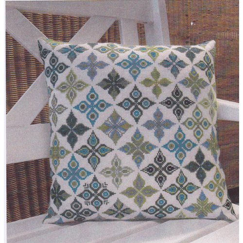 Rudemnstre, grn - pude med broderi