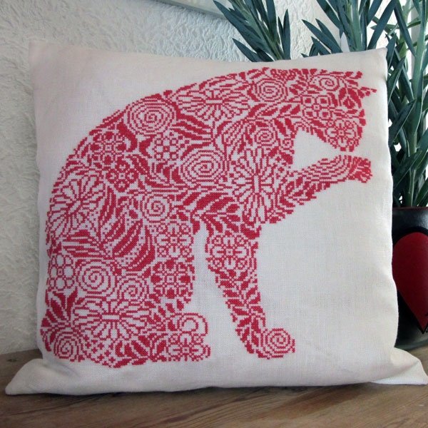 Mnster kat - pude med broderi