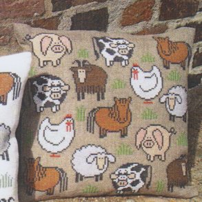 Bondegrdsdyr - pude med broderi