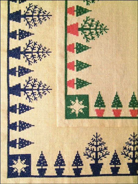 Juletrer i Potter, bl - juletrstppe med broderi