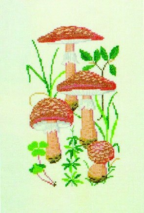 Rdmende Fluesvamp - ophng med broderi