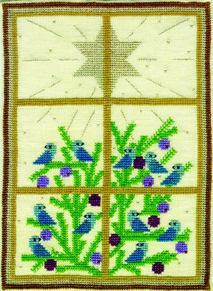 "Vinterfugle" - ophæng med broderi