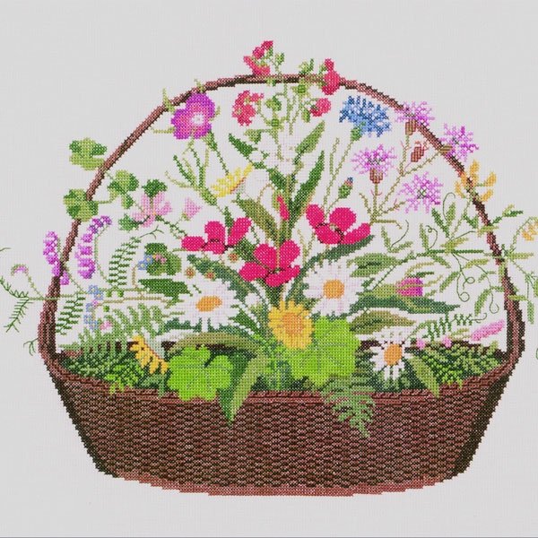 Blomsterkurv - ophng med broderi