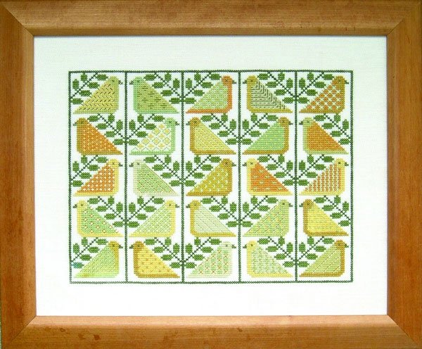 Gyldne Fugle - ophng med broderi