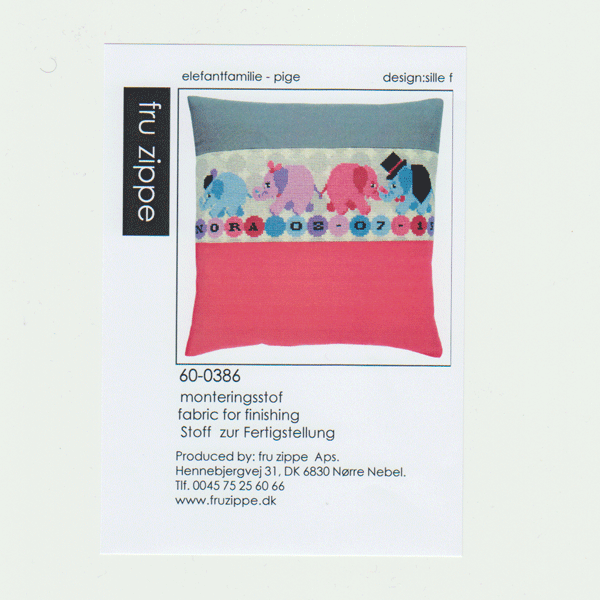 Monteringsstof til puden Elefantfamilie, pige