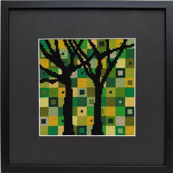 Skoven, forår - ophæng med broderi