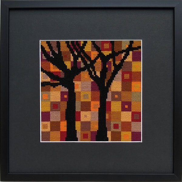 Skoven, efter�r - oph�ng med broderi