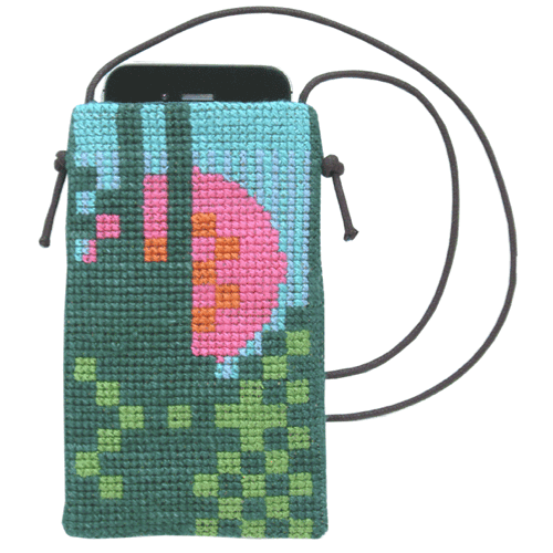 Sol  i grn/lysegrn - mobiltaske