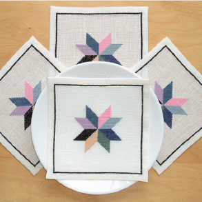Peters stjerne - mellemlgsservietter med broderi