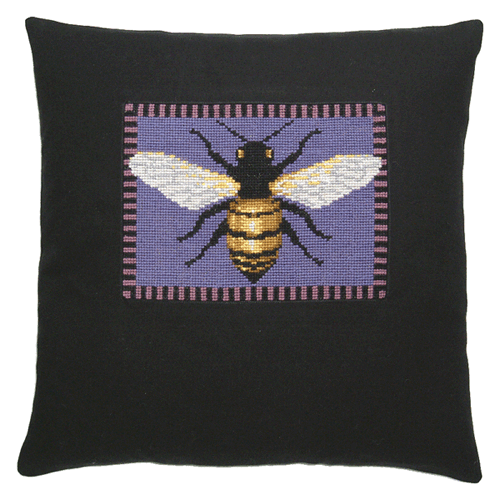 Honningbi - pude med broderi