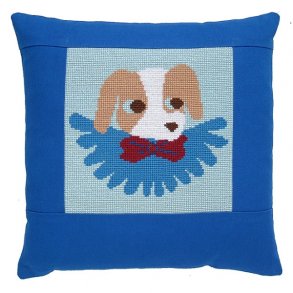 Hvalp - pude med broderi