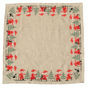 Vintersportsnisser - juletrstppe med broderi