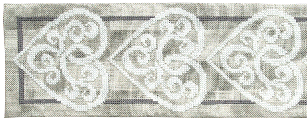 Hvide hjerter - julelber med broderi