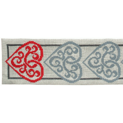 Rde/gr hjerter - julelber med broderi