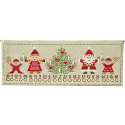 Julefamilie med juletr� - julekalender med broderi
