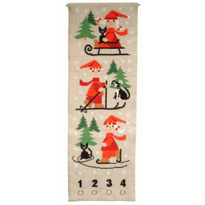 Vintersportsnisser - julekalender med broderi