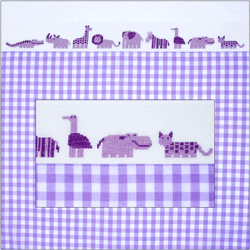 "afrikanske dyr" lilla - bnd med broderi