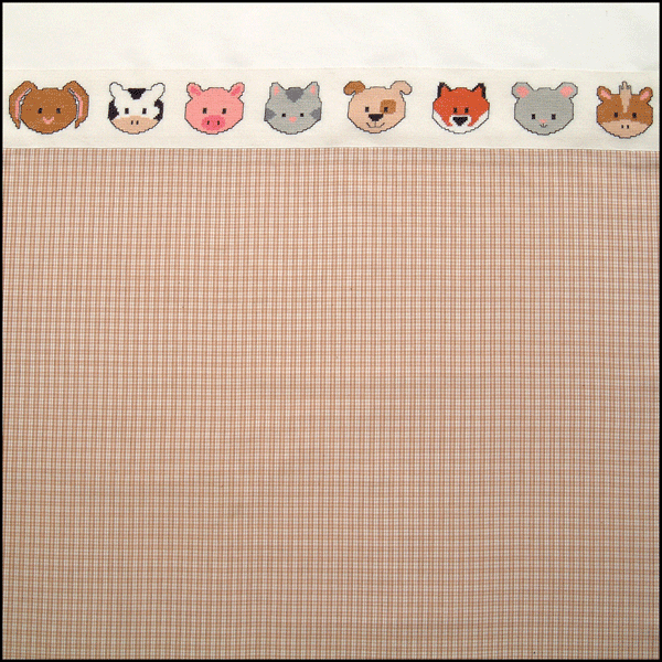 Dyreansigter - sengetjsbort med broderi