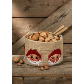Nisse - hessiankurv med broderi