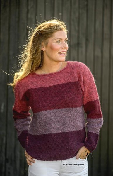 Rødstribet sweater - strik Dansk Pelsuld INGRIDMARIE