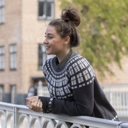 Borgen - sweater med rundt brestykke