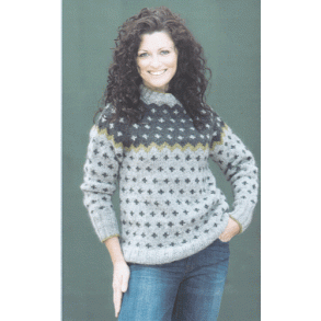 billede Sweater med korssmnster, Hndvrksgarn