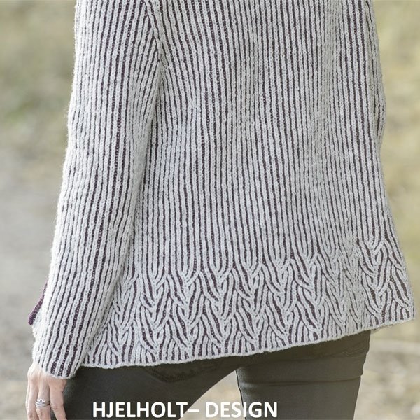 Damejakke i tofarvet patent