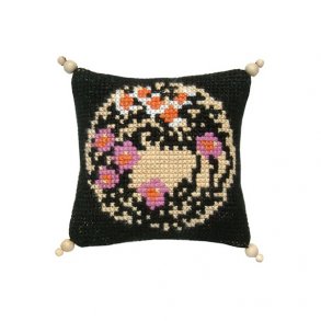 Blomsterkrans p sort baggrund - nlepude