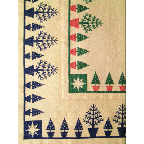 Juletrer i Potter, grn/teracotta - juletrstppe med broderi